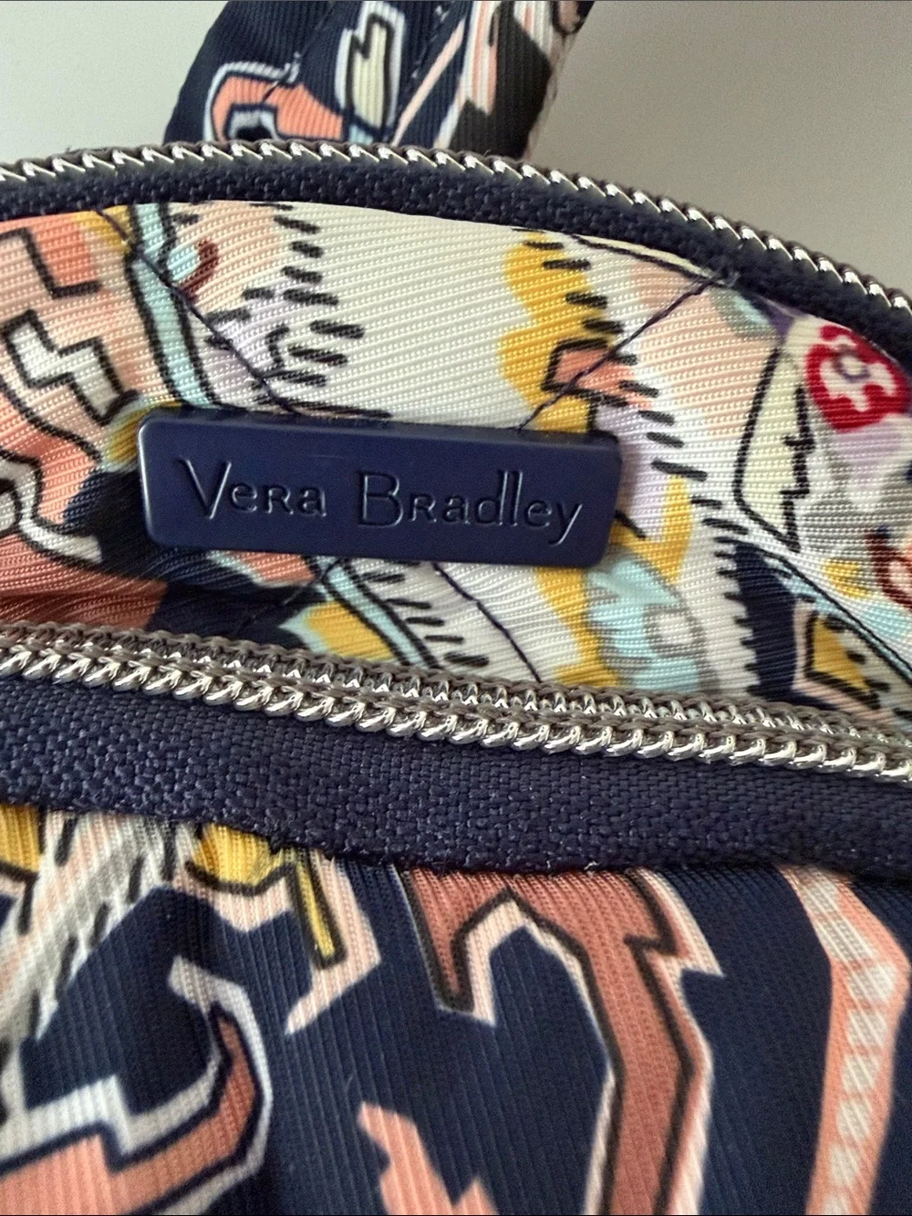 Very Bradly Quilted Mini Backpack - Navy, Pink & Cream
